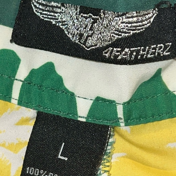 Green and Yellow Palm Tree Swim Trunks Board Shorts sz L - Picture 3 of 4